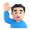 man raising hand